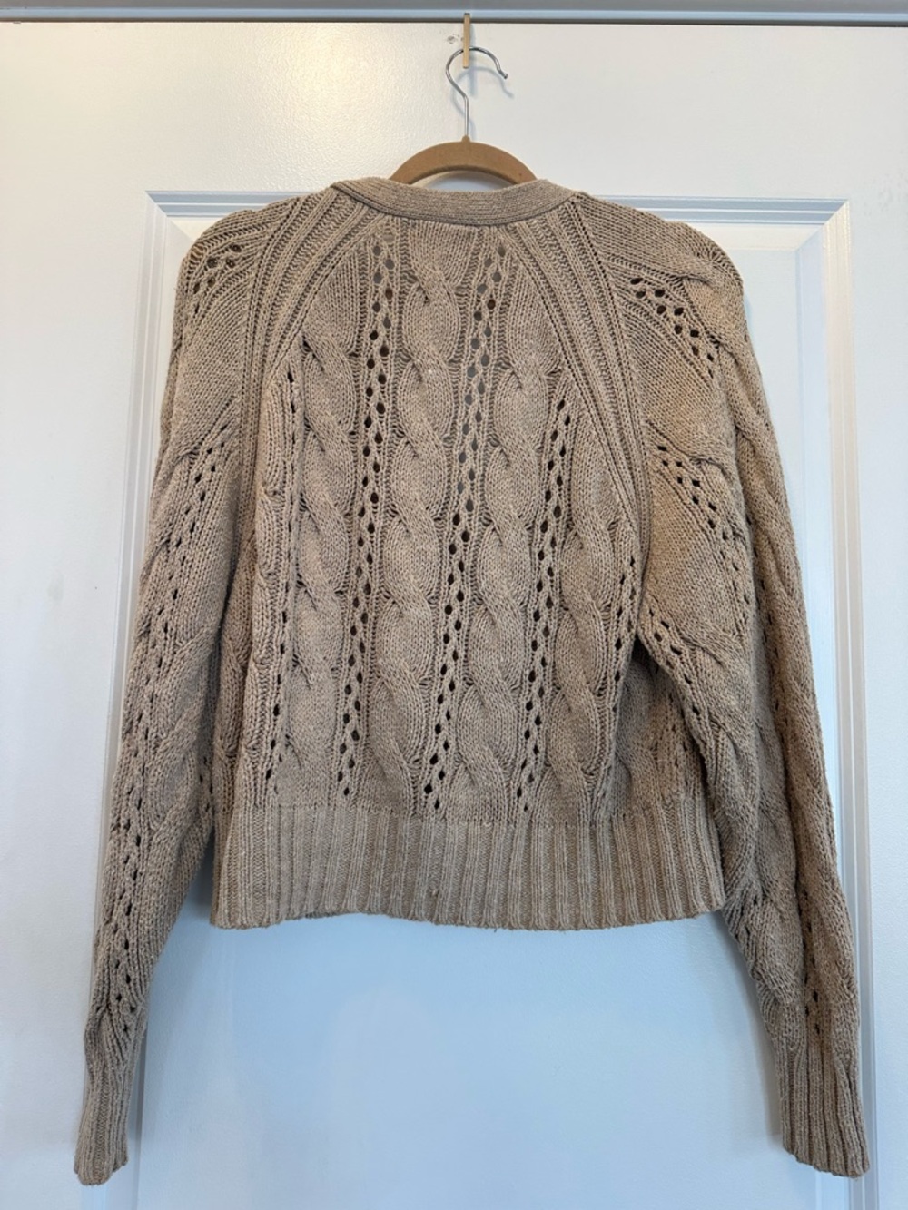Universal Thread Tan Open-Knit Cable Button Cardigan - Picture 4 of 6